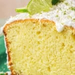 up close coconut lime pound cake loaf