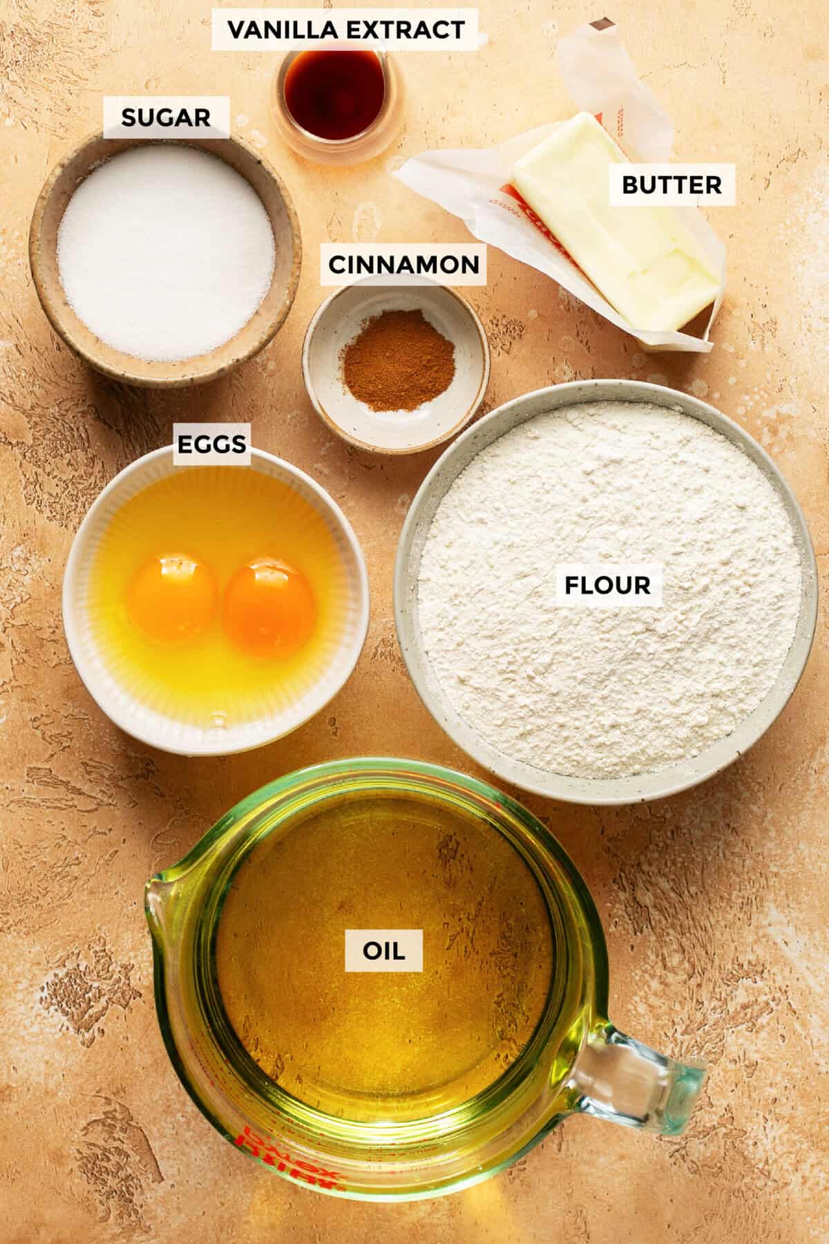ingredients for homemade churros recipe