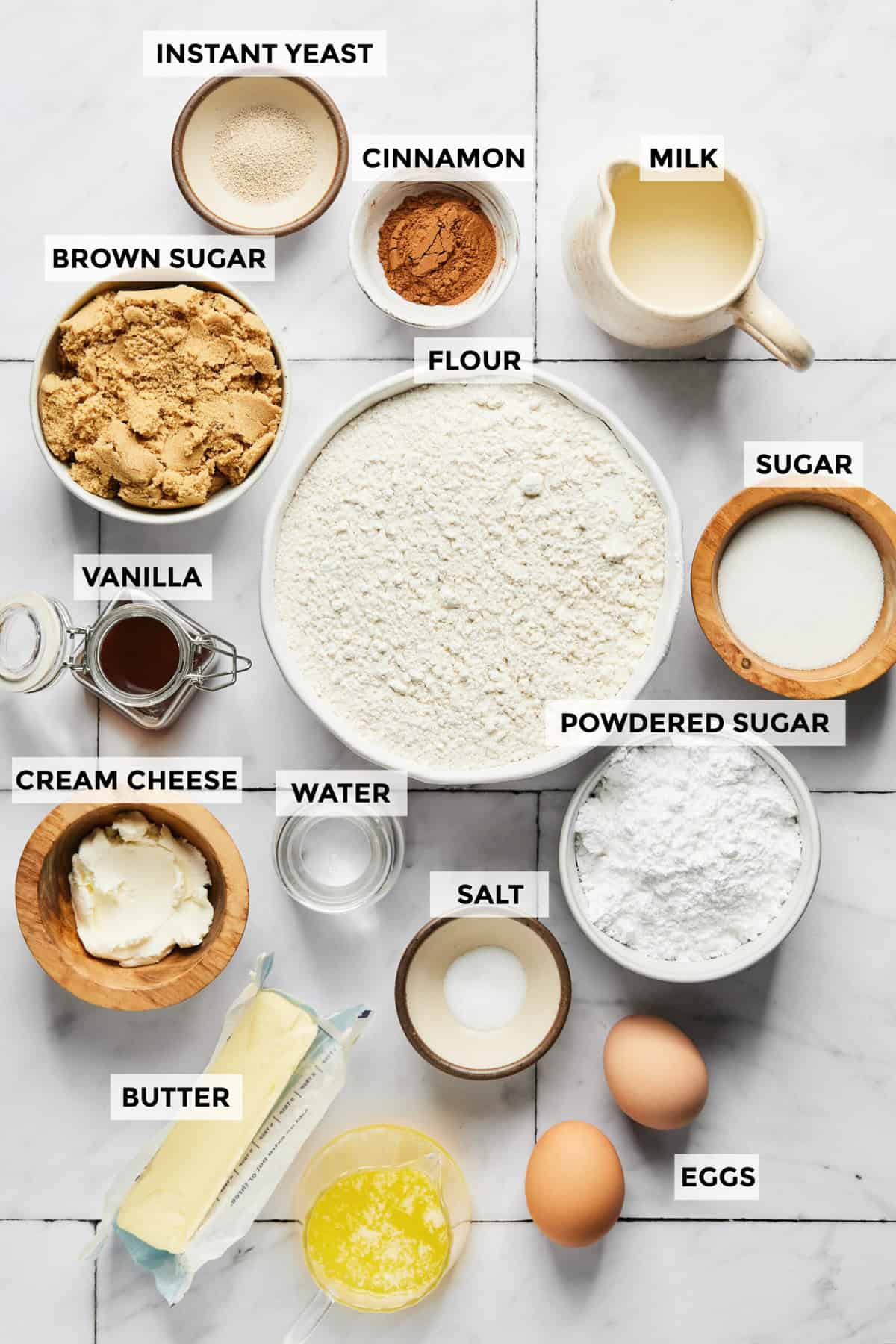 Cinamoninio suktinuko beždžionių duonos recepto ingredientai