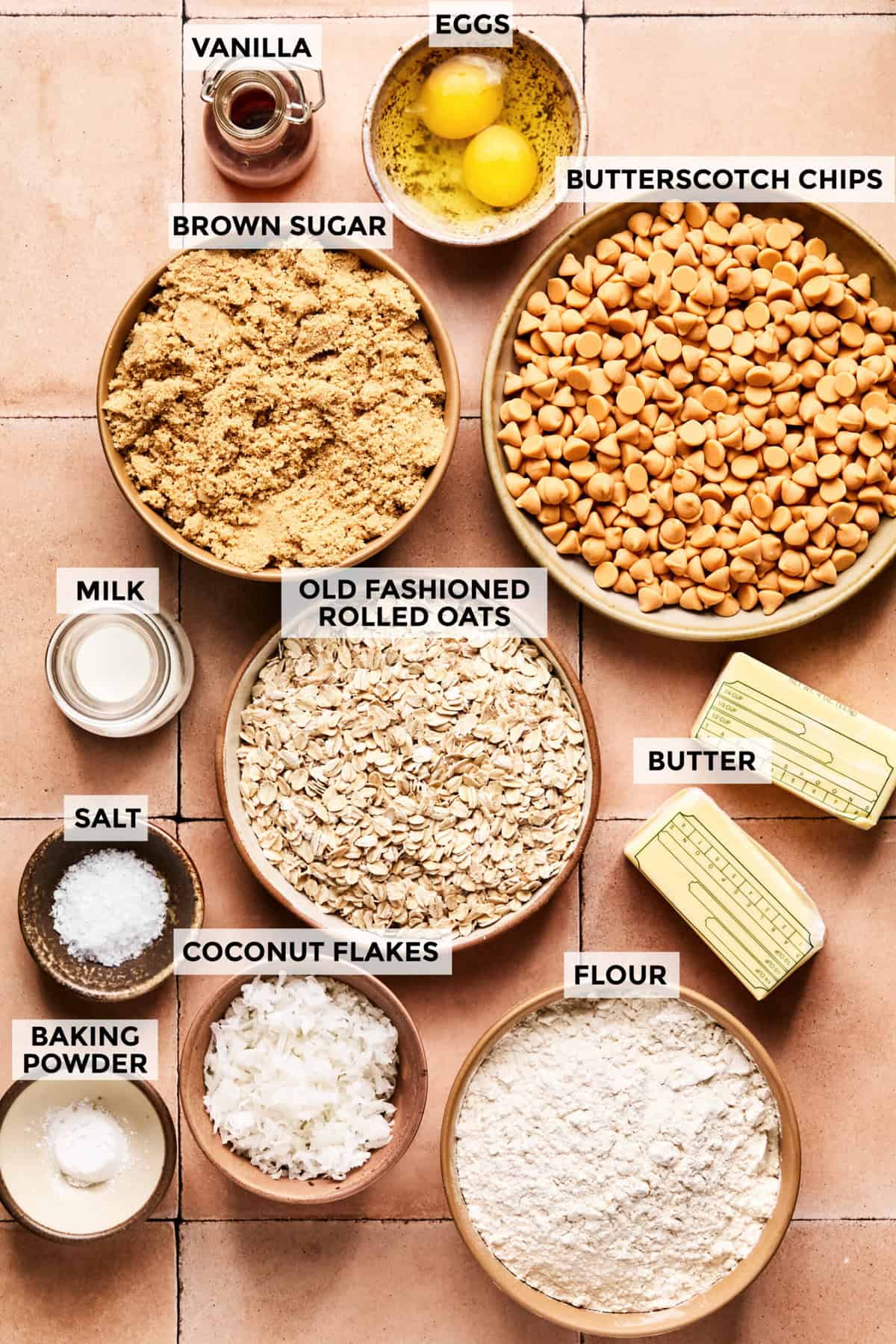 ingredients for oatmeal butterscotch blondies
