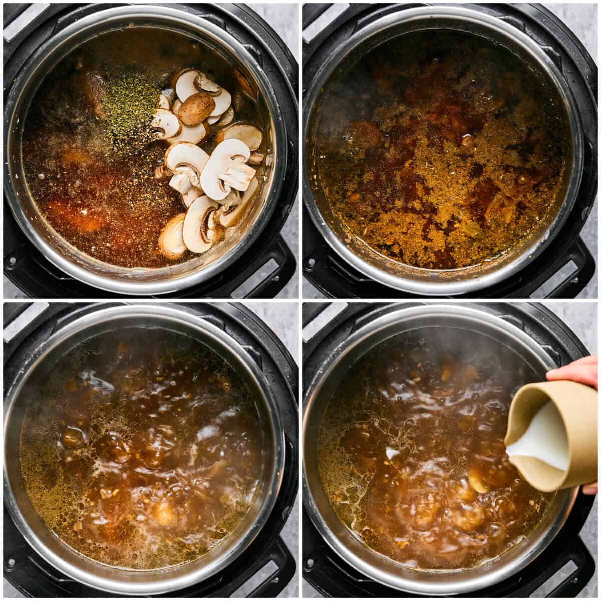 Step 3-5 for preparing instant pot beef tips.