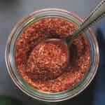 fajita seasoning in jar with spoon