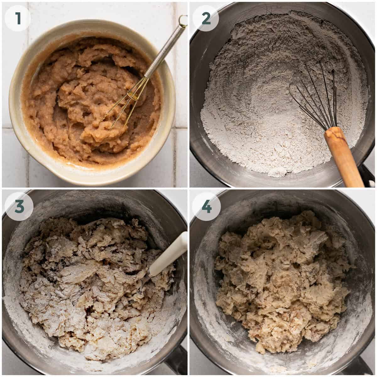 steps 1-4 for gluten free cinnamon rolls.