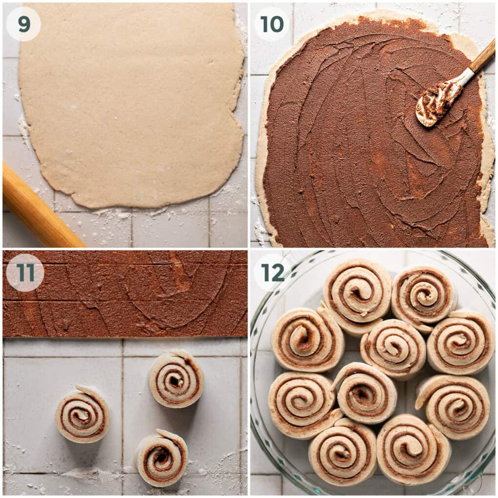 steps 9-12 for gluten free cinnamon rolls.