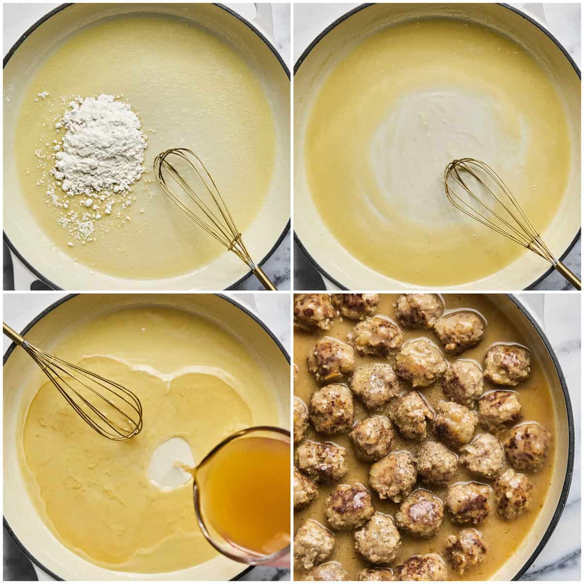 Steps 4-5 for preparing Swedish meatballs.