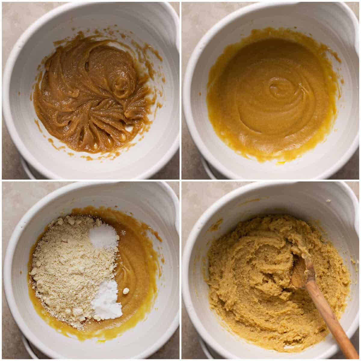 Steps 1-3 for preparing almond flour cookies.