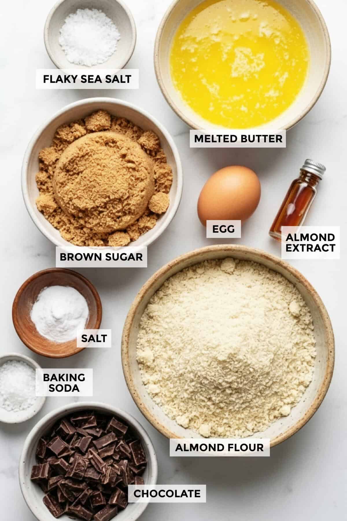 Ingredients for almond flour cookies.