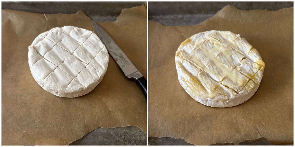 step 2 for baked brie recipe.