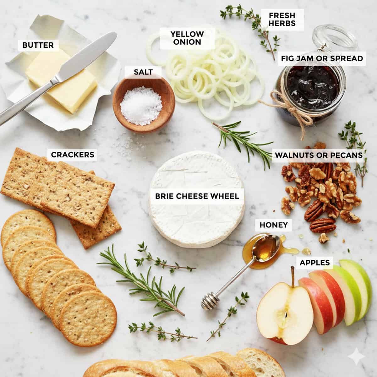 ingredients for baked brie appetizer recipe