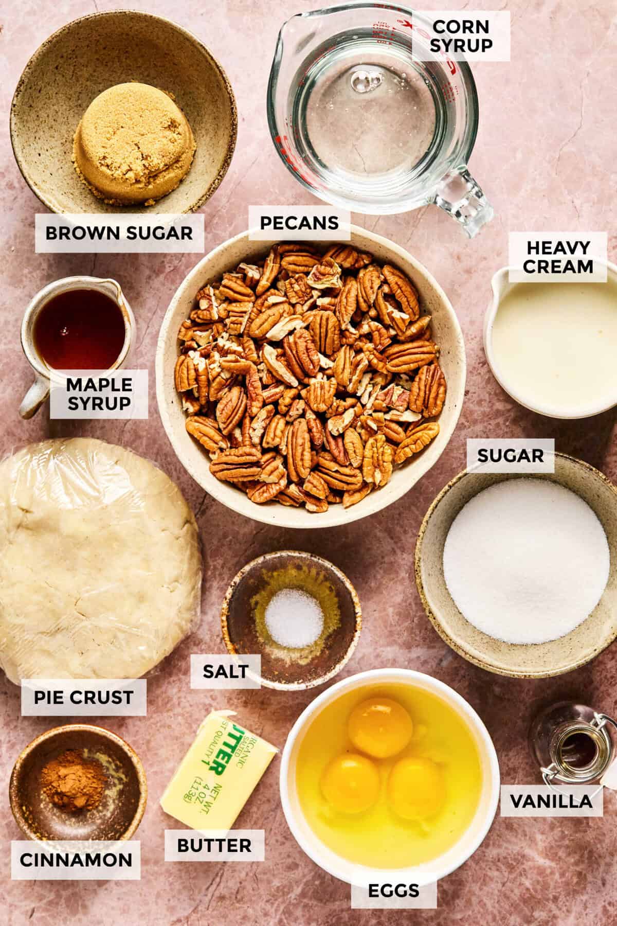 Ingredients for pecan pie.