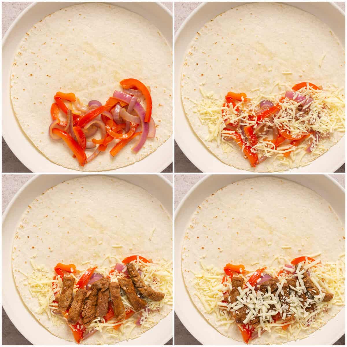 Step 4 for making steak quesadillas.