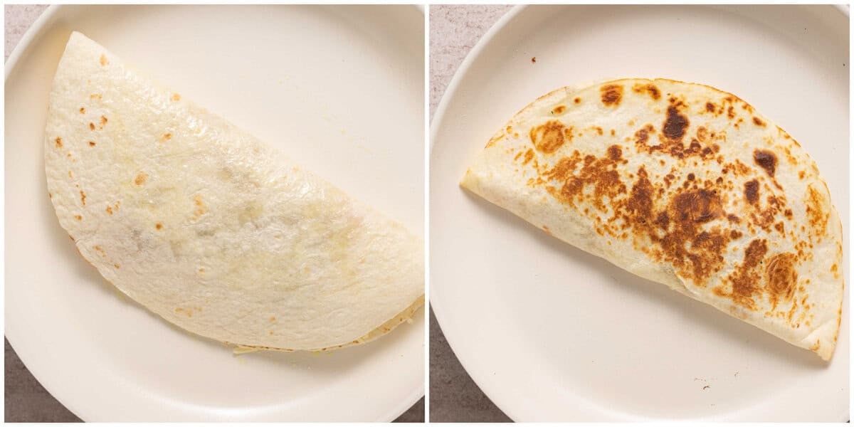 Step 5 for making steak quesadillas.