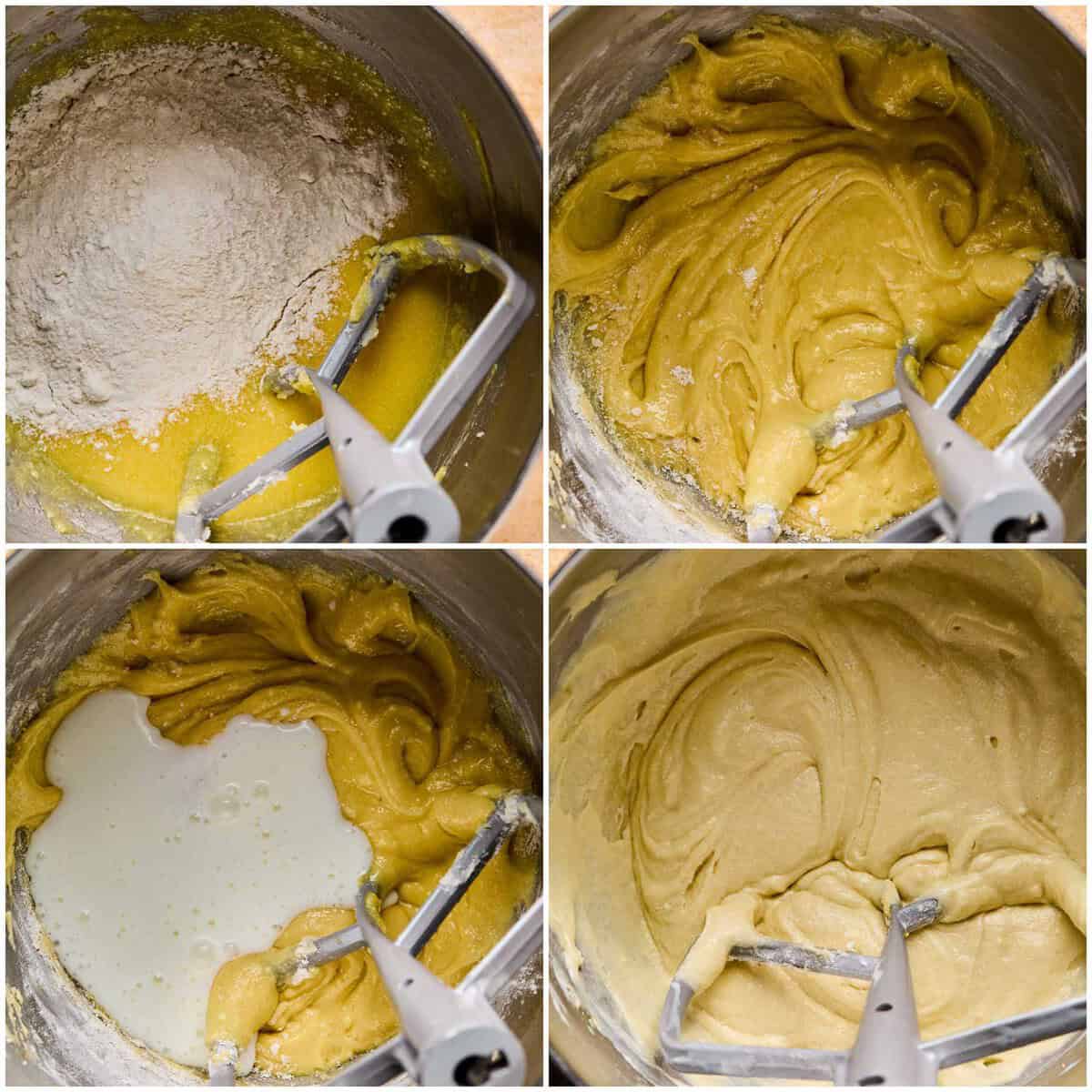 Step 4 for prepping honey bun cake.